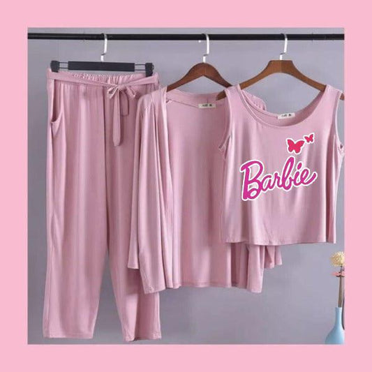 Womens Barbie 3pc Night Suit Printed ππ₯