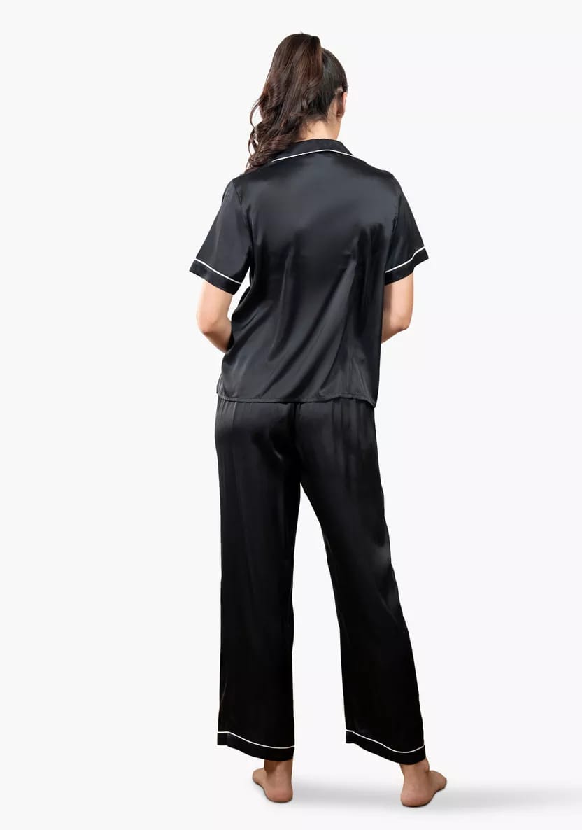 Girls Pipin Silk Night Suit Shirt Pajama Set