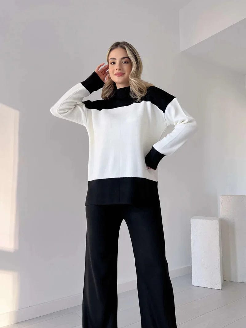 Womens Drop Shoulder Panel Fleece Top With Fleece Trouser 2Pcs