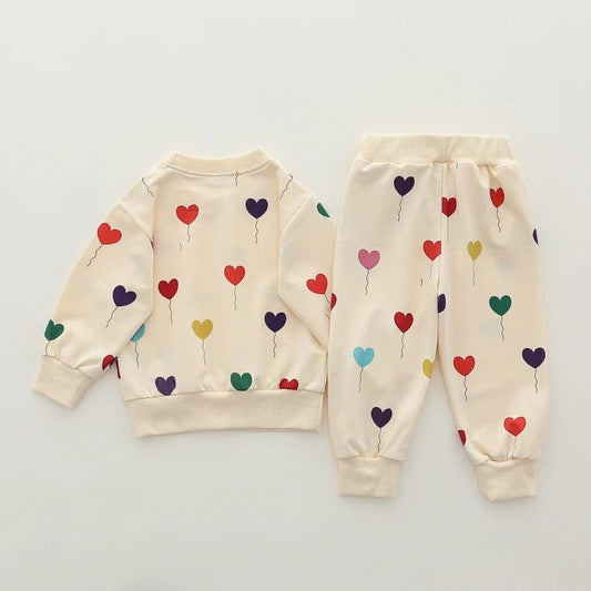 Multi Heart Baby Boy Printed Sweatshirt Set