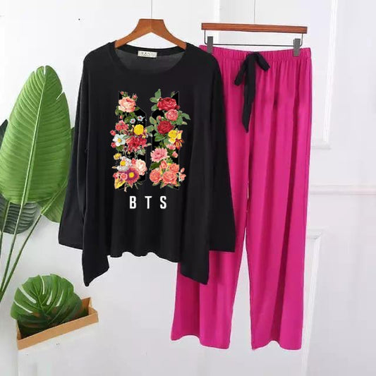 Black Printed Bts Loungwear