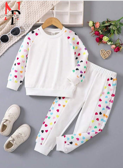 ColourFull Heart Printed Sweatshirt Set