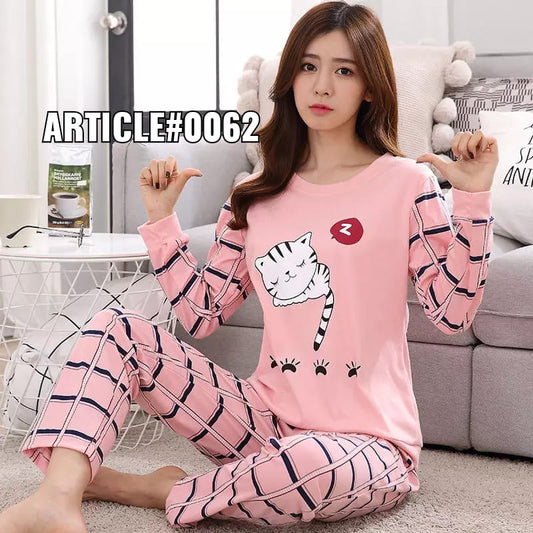 Ladies Cat Printed Night Suit