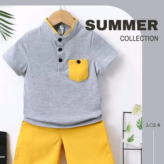 Yellow & Grey Kids Short Sleeve Kids Wear