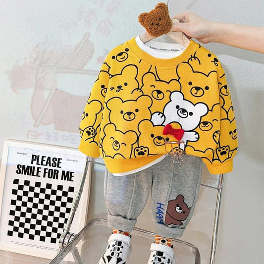 Bunny Print Yellow &White  Sweatshirt & Pant