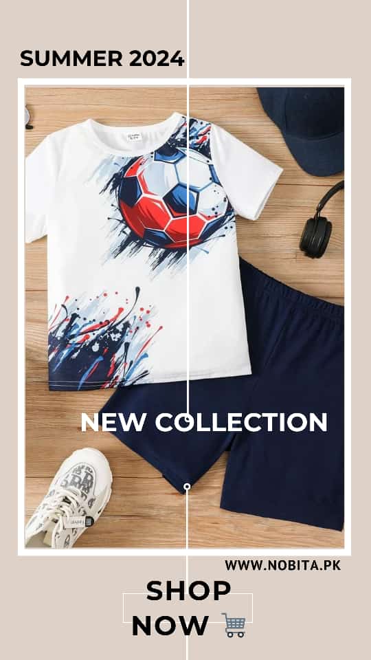 Balls Print Short-sleeve Tee and Dark Blue Shorts Set