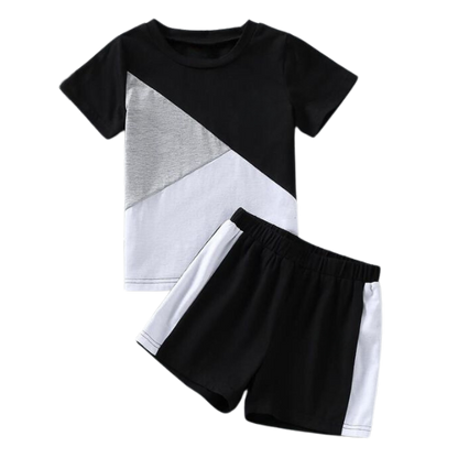 Black Panel Short Sleeve Kids Wear