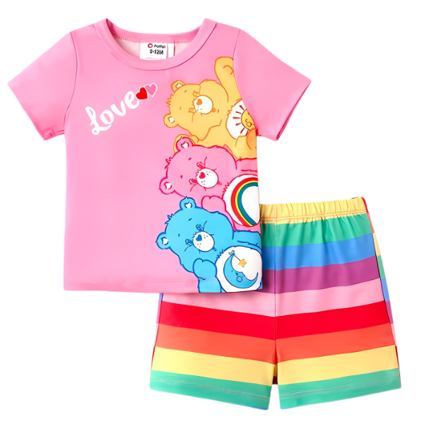 Love Pink Bear Printed Kids Short Sleeve Kids Wear