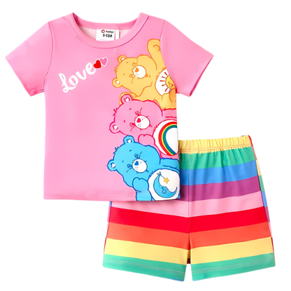 Love Pink Bear Printed Kids Short Sleeve Kids Wear