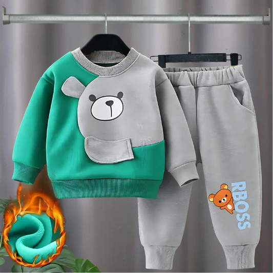 Green & Grey Boss Kids Sweatshirt & Pant