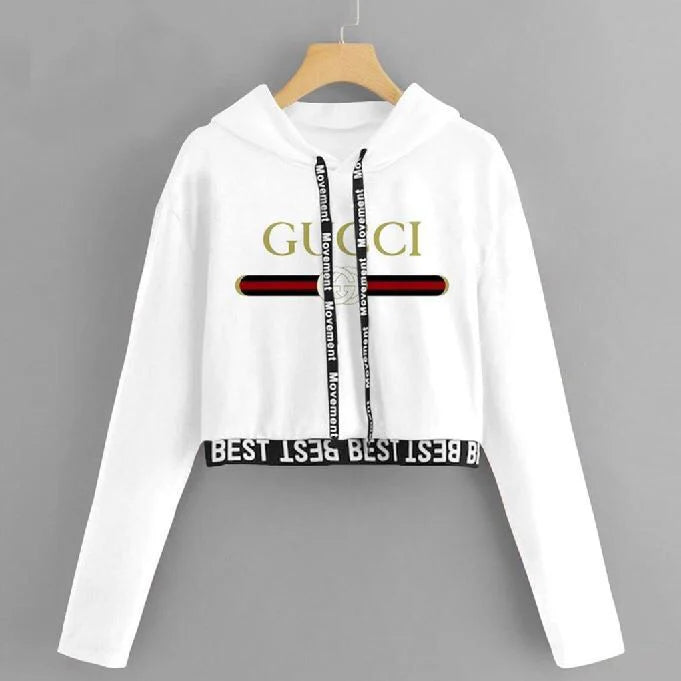 White Gucci Crop Top Pullover