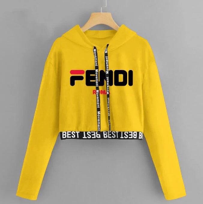 Yellow Fendi Crop Top Pullover