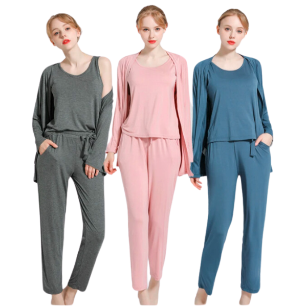 Long Sleeve Women Night Suit PJ Set 3 Pieces - AL TAQWA