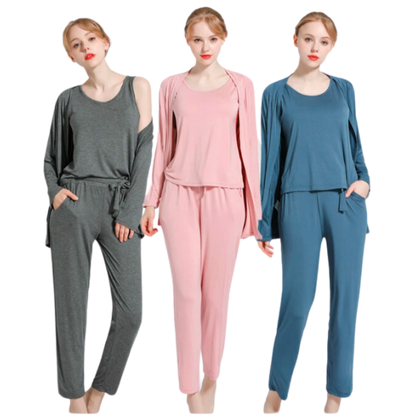 Long Sleeve Women Night Suit PJ Set 3 Pieces - AL TAQWA