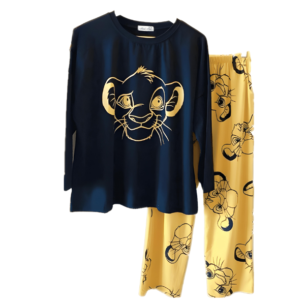 Black Yellow Lion Woman Pajama Set - AL TAQWA