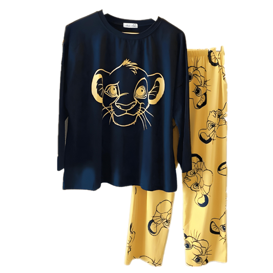 Black Yellow Lion Woman Pajama Set - AL TAQWA