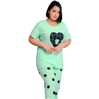 Heart Puzzle Women Night suit ( 3 colors) - AL TAQWA