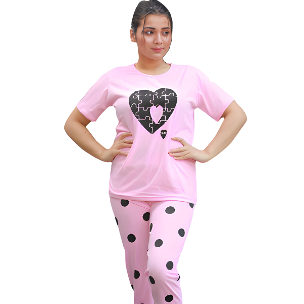 Heart Puzzle Women Night suit ( 3 colors) - AL TAQWA