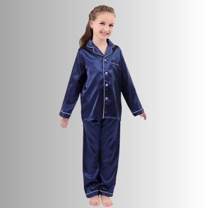 Blue Kids Silk Pajamas Set - AL TAQWA