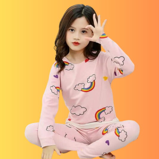 Pink Rainbow Kids Nightsuit - AL TAQWA