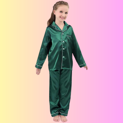 Green Kids Silk Pajamas Set - AL TAQWA