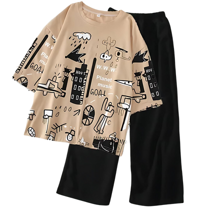 GRAPHICS PRITED WOMEN PJ SET