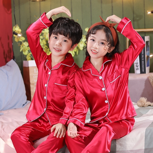 Red Kids Silk Pajamas Set - AL TAQWA