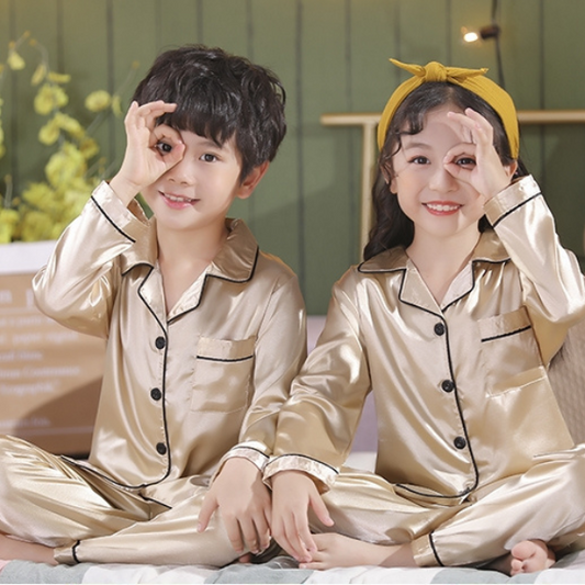 Gold Kids Silk Pajamas Set - AL TAQWA