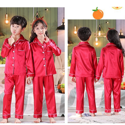 Red Kids Silk Pajamas Set - AL TAQWA