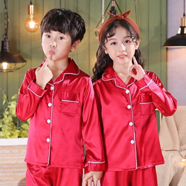 Red Kids Silk Pajamas Set - AL TAQWA