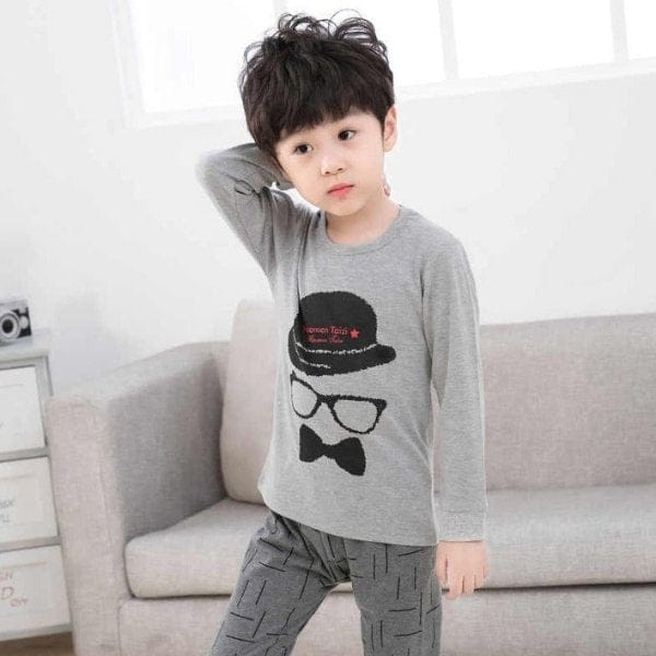 Grey Detective Printed Kids Wear - AL TAQWA