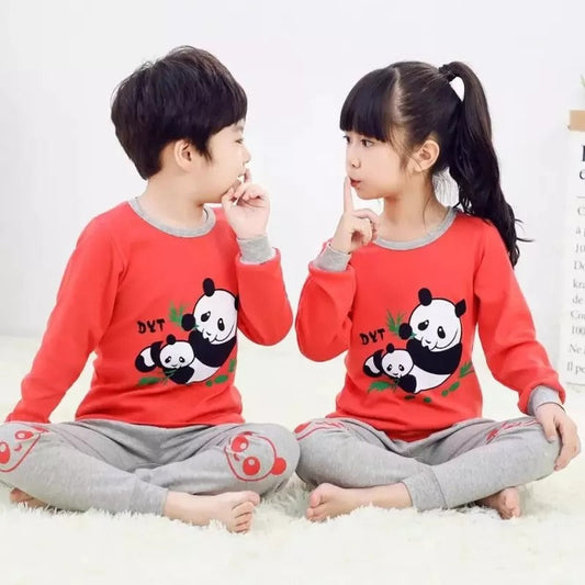 Red and Grey Panda Printed Kids Wear - AL TAQWA