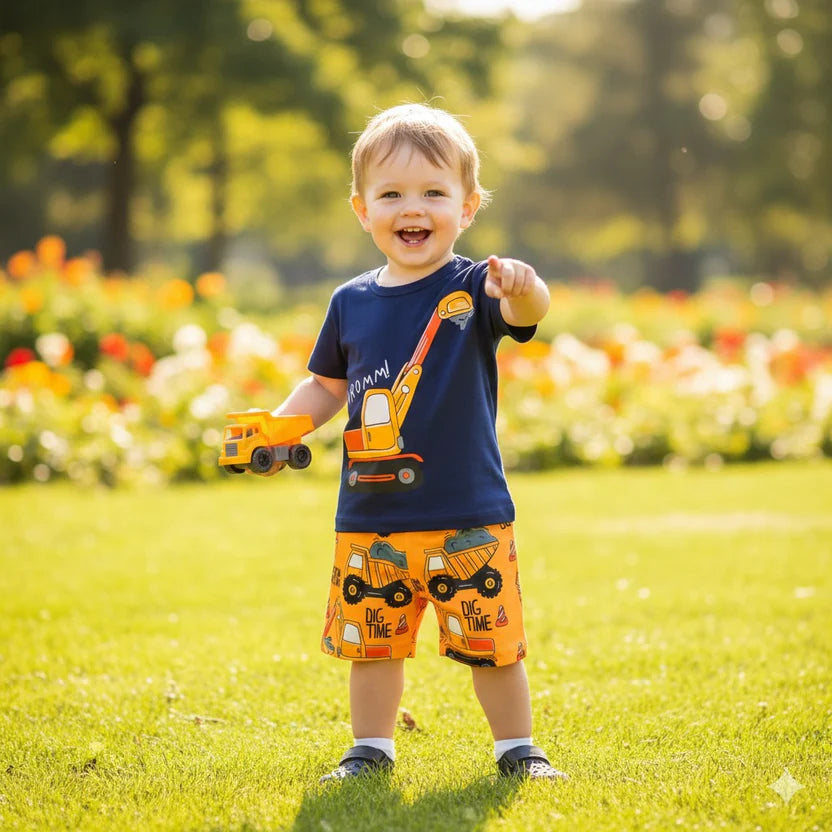 Truck Printed With Pocket Shirt + Shorts