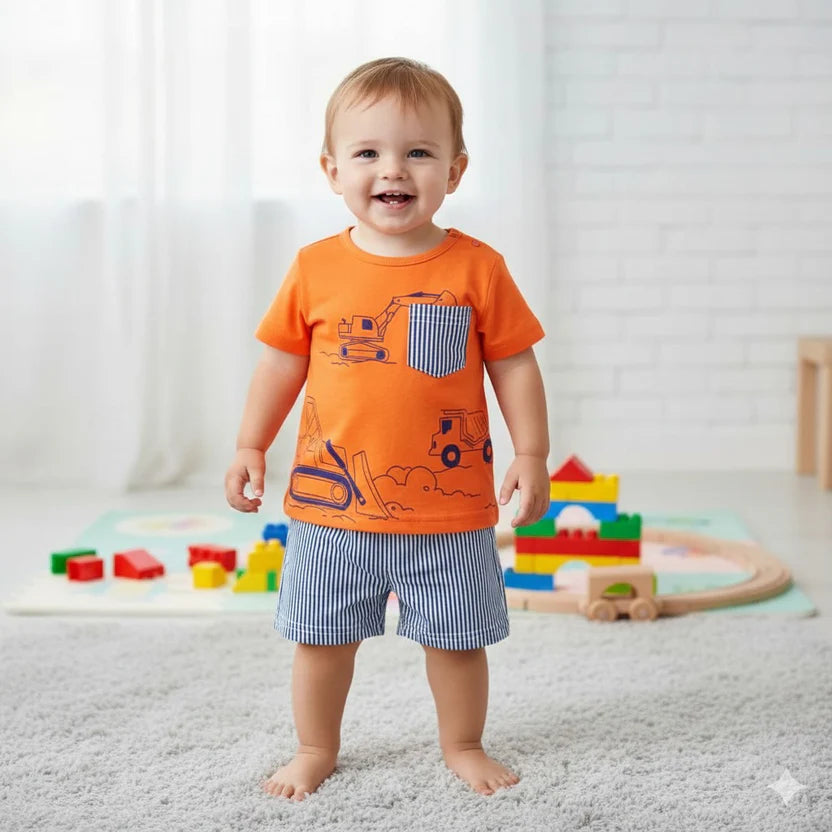 Orange machines Short Sleeve Kids Wear