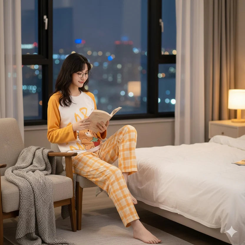 Yellow Bear Women Night Suit