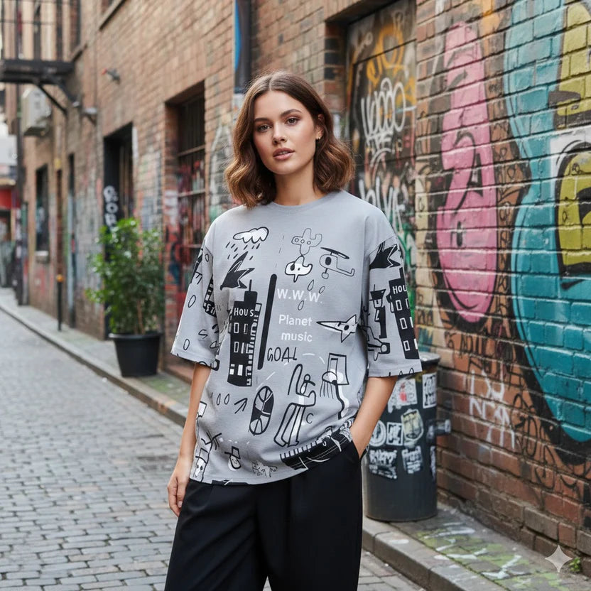 GRAPHICS PRITED WOMEN PJ SET