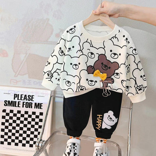 Bunny Print White & Black Sweatshirt & Pant