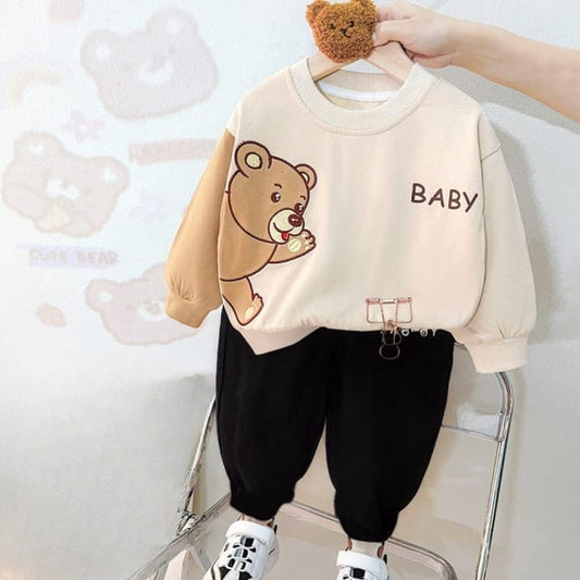 Bear baby Boy Printed Sweatshirt Set