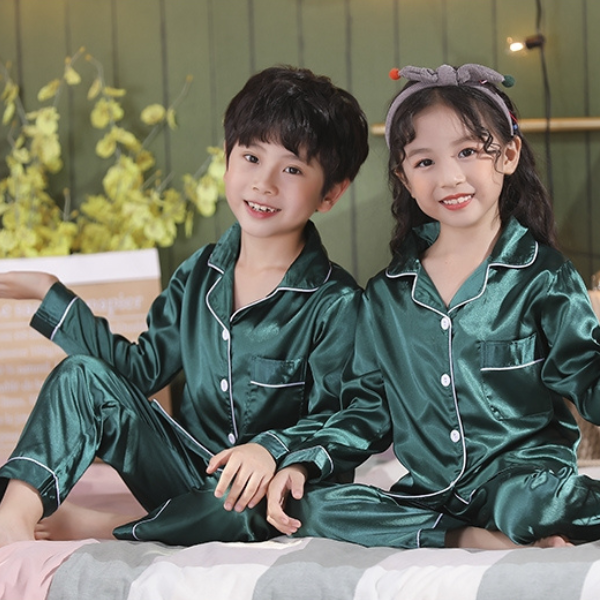 Green Kids Silk Pajamas Set - AL TAQWA