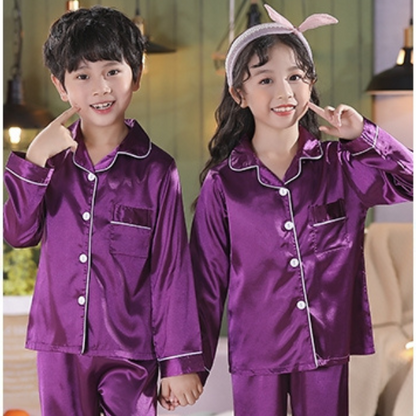 Purple Kids Silk Pajamas Set - AL TAQWA