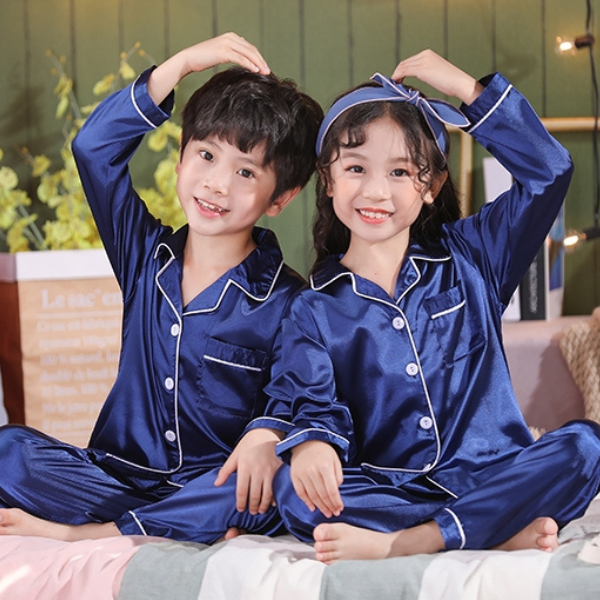 Blue Kids Silk Pajamas Set - AL TAQWA