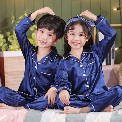 Blue Kids Silk Pajamas Set - AL TAQWA